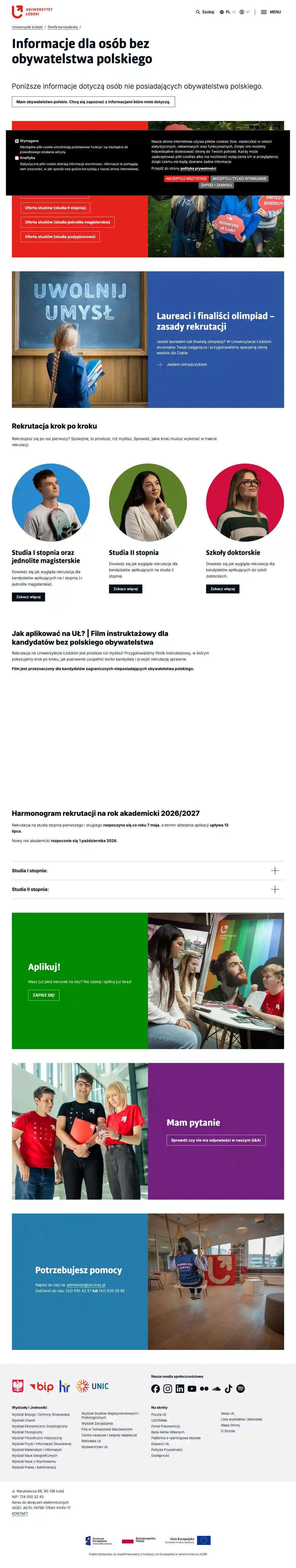 Strona z czesnym — Uniwersytet Łódzki