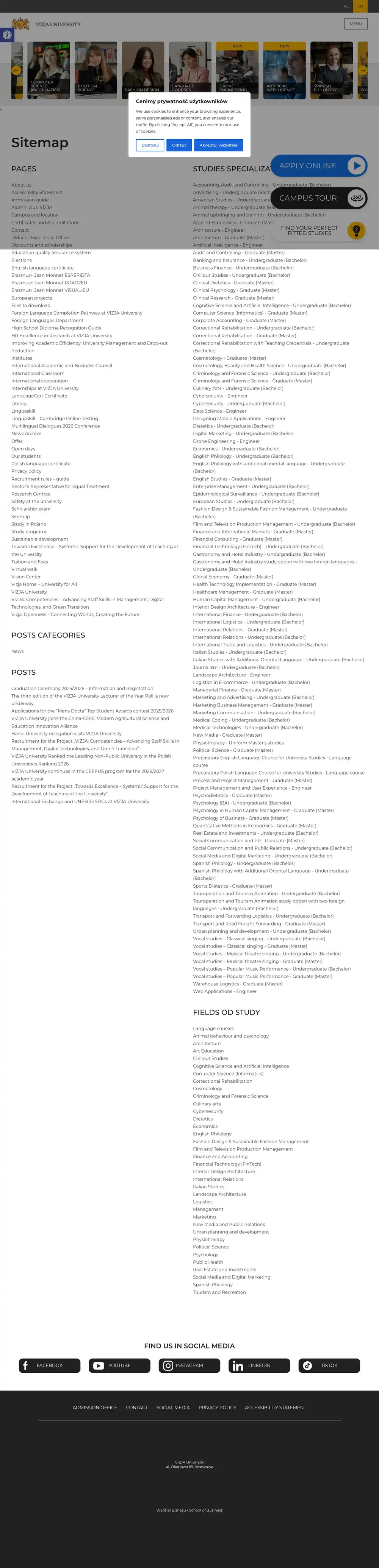 Strona z czesnym — Uniwersytet VIZJA