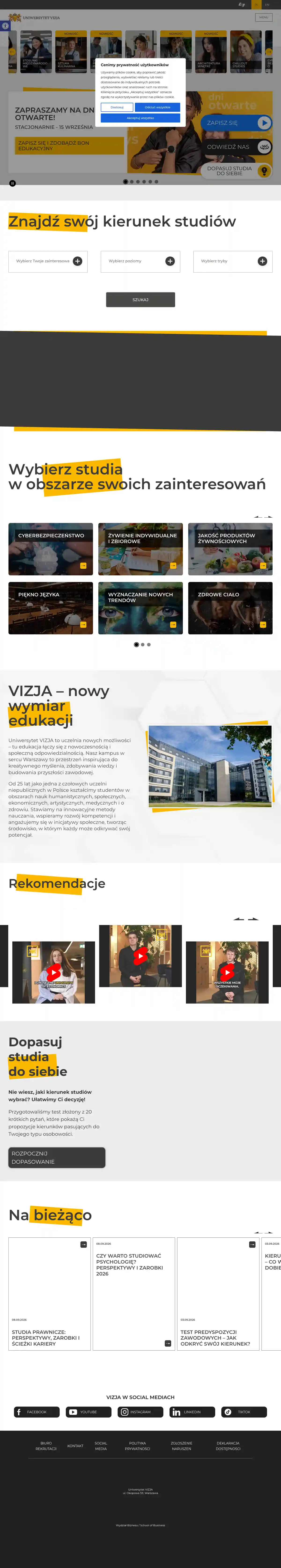 Strona z czesnym — Uniwersytet VIZJA